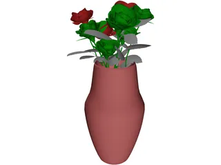 Roses in Vase 3D Model preview