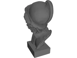 Roman Bust Statue 3D Model preview