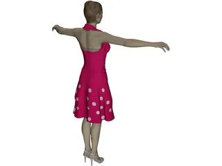Summergirl in Strawberry Dress 3D Model preview