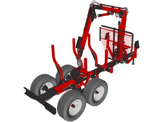 Truck Forest Trailer 3D Model preview