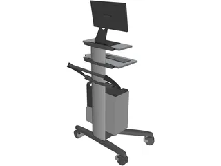 Mobile Computer Cart 3D Model preview
