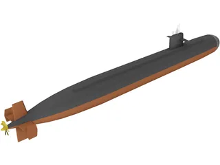 Los Angeles Class Attack Sub 3D Model preview