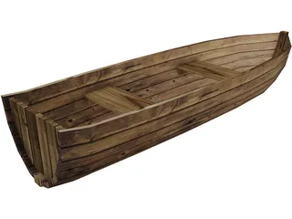 Wood Boat 3D Model preview