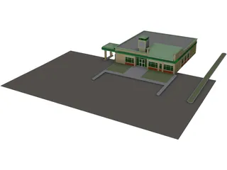 TD Bank Building with Drive Thru 3D Model preview