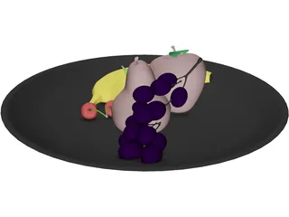 Fruits On Plate 3D Model preview