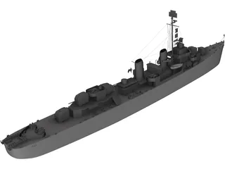 USS Kidd Destroyer 3D Model preview