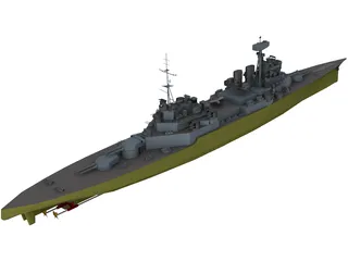Hood Battlecruiser Refit 3D Model preview
