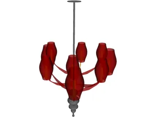 Modern Asian Chandelier 3D Model preview