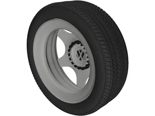 VW Rim and Tyre 3D Model preview