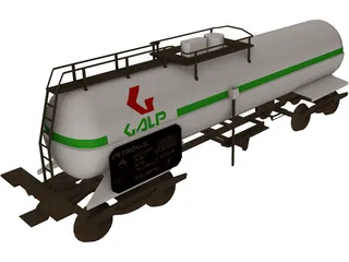 Oil Tank Train Car 3D Model preview