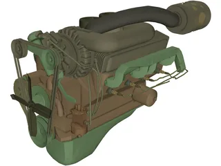 Ford Supercharged V8 Engine 3D Model preview