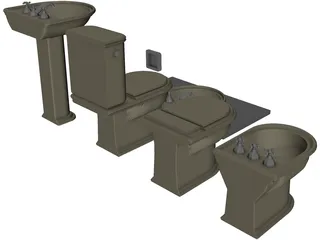 Bathroom Furniture Set 3D Model preview