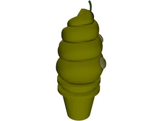 Soft Ice Cream Cone 3D Model preview