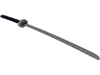 Short Katana Sword 3D Model preview