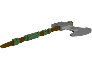 Medieval Battle Axe Handle 3D Model preview