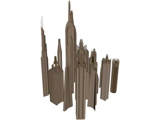 Futuristic Skyscraper Collection 3D Model preview