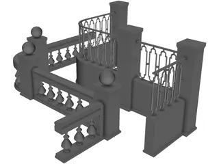 Modular Fence Parts 3D Model preview