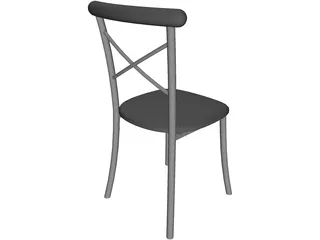 Metal Kitchen Chair with Padded Back 3D Model preview