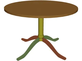 Wooden Round End Table 3D Model preview