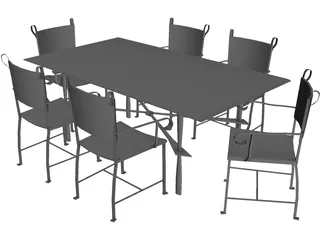 Table with Chairs 3D Model preview
