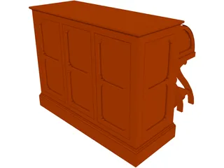 Church Pipe Organ Console 3D Model preview