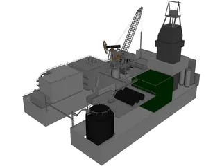 Oil Fraking Island Rig 3D Model preview