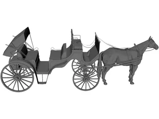 Old Style Horse Carriage 3D Model preview