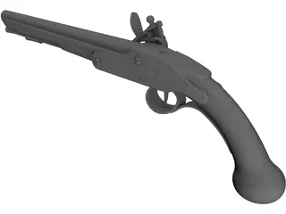 Flintlock Holster Pistol C 1760 3D Model preview