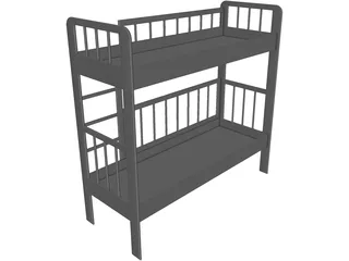 Two-Level Children Bed 3D Model preview