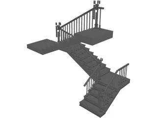 Stair with 3 Flights and 3 Landings 3D Model preview