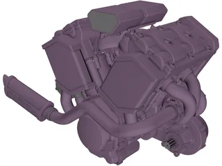 V4 Twin Turbo Engine 3D Model preview