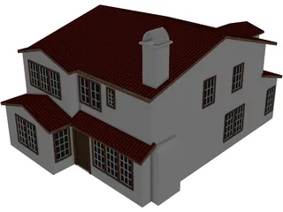 Spanish Style House 2 Story 3D Model preview