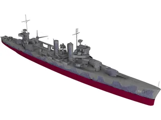 USS Vincennes Military Cruiser 3D Model preview