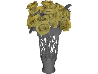 Vase with Roses 3D Model preview