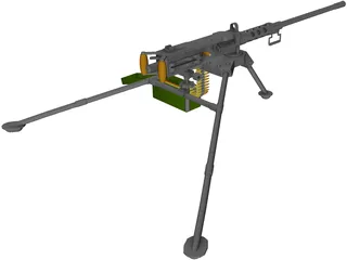 M2A2 HB .50 Cal Machine Gun 3D Model preview