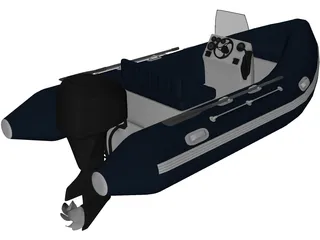 Inflatable Boat with Outboard Motor 3D Model preview