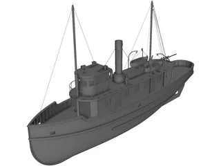 Ferry Ship (1900) 3D Model preview