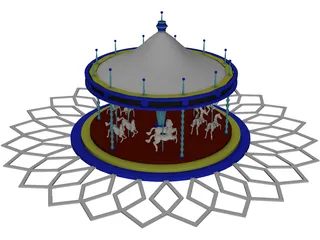 Amusement Park Carousel 3D Model preview