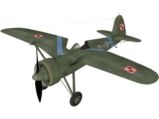 PZL P.11 3D Model preview