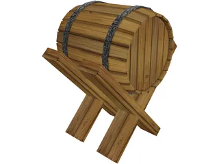 Wine Barrel 3D Model preview