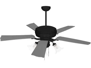 Ceiling Fan with Lamp 3D Model preview