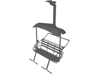 Triple Ski Lift Chair 3D Model preview