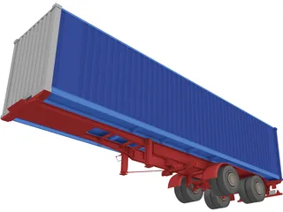 Renault Magnum Container Trailer 3D Model preview