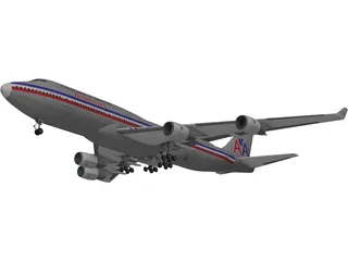 Boeing 747-400 Airliner 3D Model preview