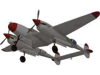 Lockheed P-38 J/L Lightning 3D Model preview
