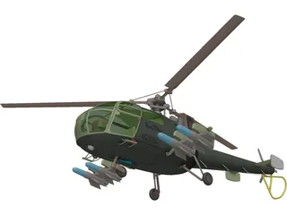 Aeroespatiale Alouette III with Interior 3D Model preview