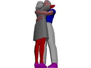 Adults Hugging 3D Model preview