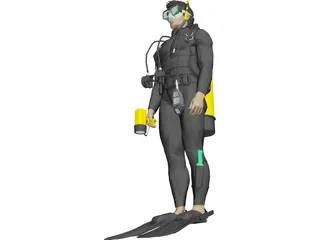 Scuba Diver Male 3D Model preview
