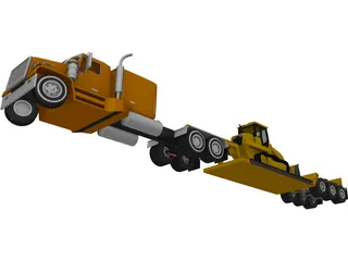 Lowboy Semi Truck 3D Model preview