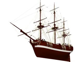 Schooner Frigate Constitution Class 3D Model preview